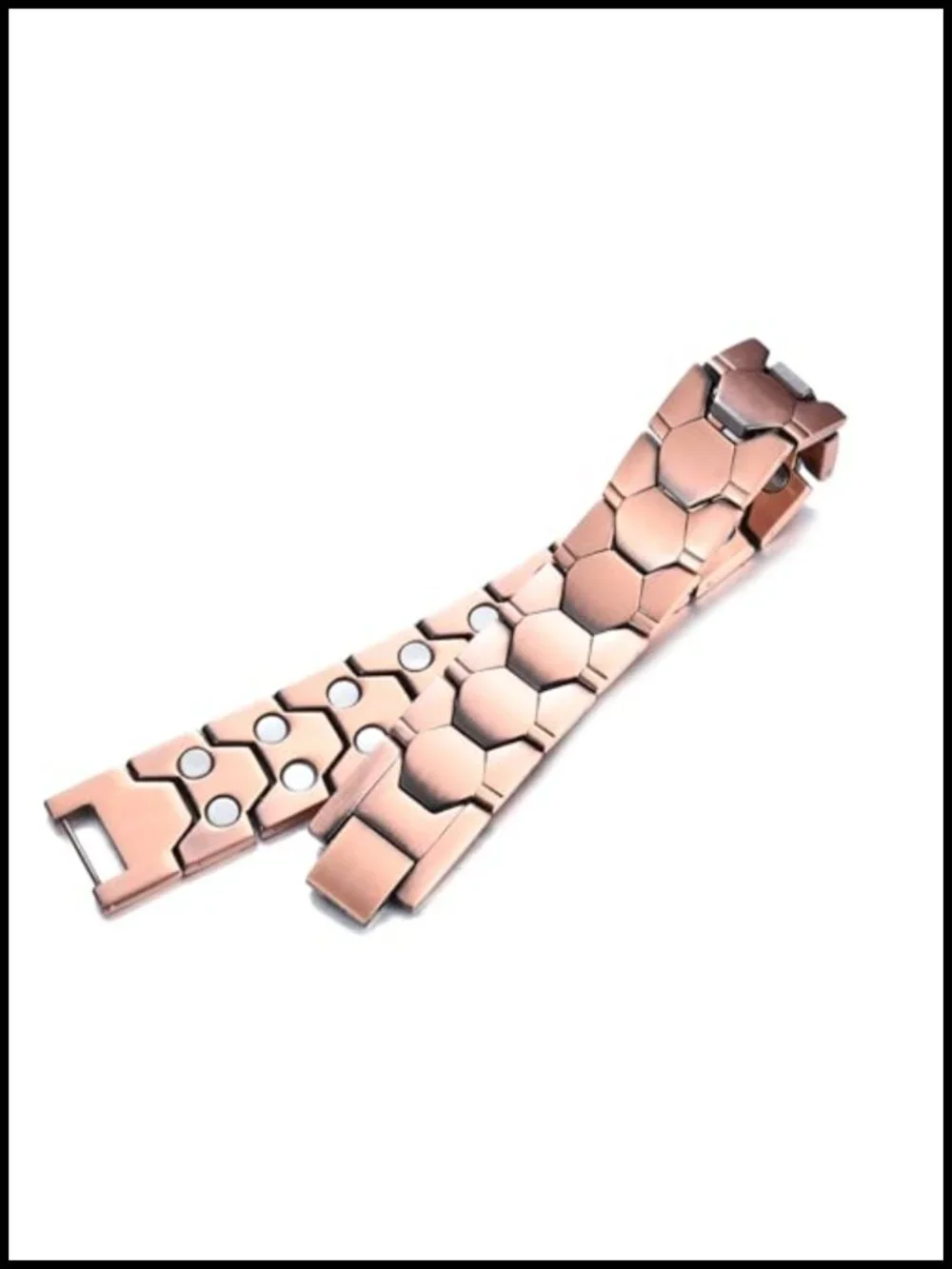 Hexagon-Stitched Retro Copper Magnet Bracelet with Double-Row Magnets
